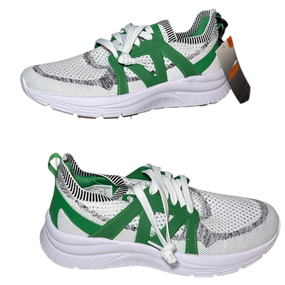 NEW! Avia Men's Quickflash Running Sneakers Green & White